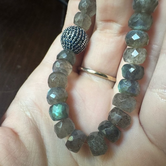 Vintage Labradorite & Sapphire Gemstone Estate Jewelry Bracelet - Picture 4 of 10